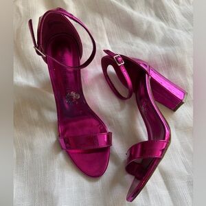 MADDEN GIRL | Beella Metallic Patent Leather Ankle Stap Block Heel Sandals